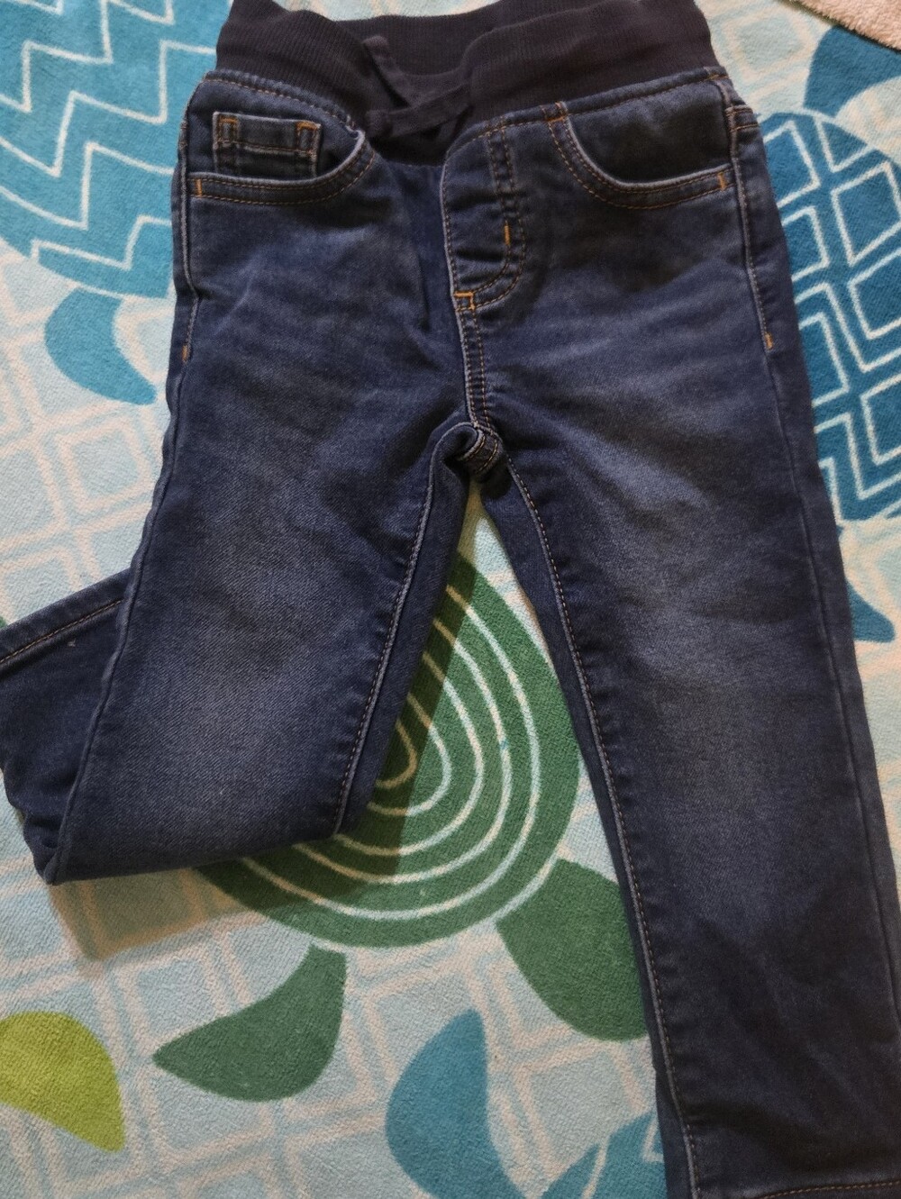 wonder nation Dark Blue Stretch Knit-Waist Kids Jeans